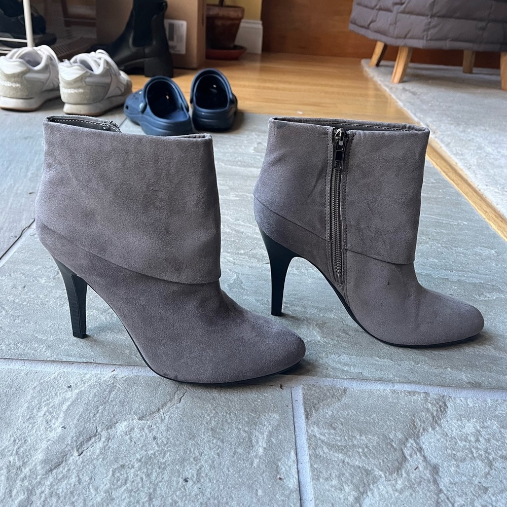 Mark Fisher Grey Foldover Boots with Heel